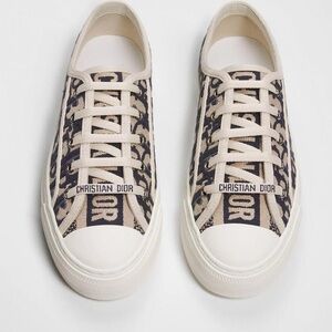 Christian Dior Beige & Navy Logo Canvas Sneaker